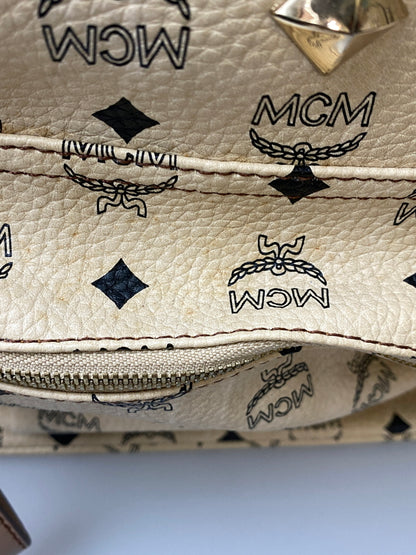 【中古品】【レディース】 MCM エムシーエム BACKPACK バッグパック ヴィセトス スタッズ レザー リュック カバン 180-260909-yn-19-min カラー：ベージュ 万代Net店