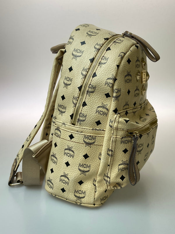 【中古品】【レディース】 MCM エムシーエム BACKPACK バッグパック ヴィセトス スタッズ レザー リュック カバン 180-260909-yn-19-min カラー：ベージュ 万代Net店