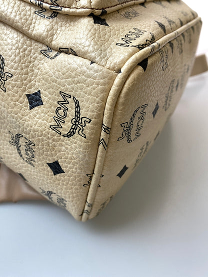 【中古品】【レディース】 MCM エムシーエム BACKPACK バッグパック ヴィセトス スタッズ レザー リュック カバン 180-260909-yn-19-min カラー：ベージュ 万代Net店