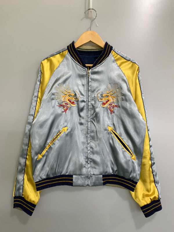 【中古品】【メンズ】 TAILOR TOYO テーラー東洋 REVERSIBLE SOUVENIR JACKET リバーシブル スーベニア ジャケット TT11283 アウター スカジャン 145-260903-hu-39-min サイズ：M カラー：ライトグレー/イエロー 万代Net店