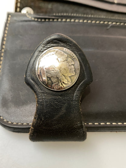 【現状渡し品】【メンズ】 RED MOON レッドムーン LONG LEATHER WALLET ロングレザーウォレット 長財布 201-260905-yn-05-min カラー：ブラック 万代Net店