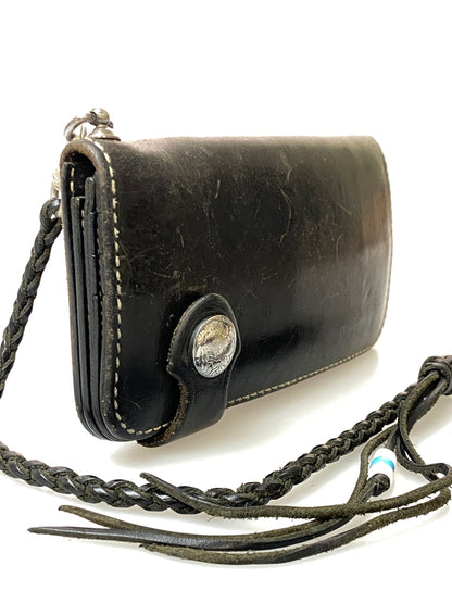【現状渡し品】【メンズ】 RED MOON レッドムーン LONG LEATHER WALLET ロングレザーウォレット 長財布 201-260905-yn-05-min カラー：ブラック 万代Net店