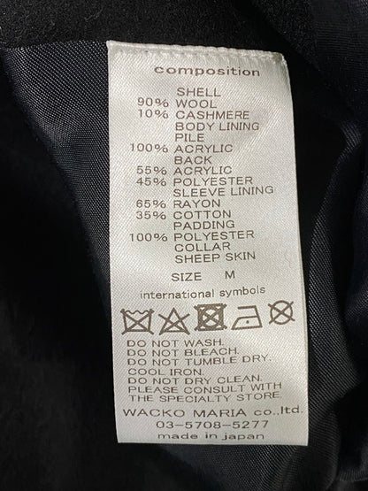 【中古品】【メンズ】 WACKO MARIA ワコマリア MOUTON COLLAR GANG COAT 17FW-WMO-CO14 17AW エルメネジルドゼニア製 ムートンカラー ギャングコート メンズ アウター ムートンボア ロングコート 142-260901-em-28-min サイズ：M カラー：ブラック 万代Net店