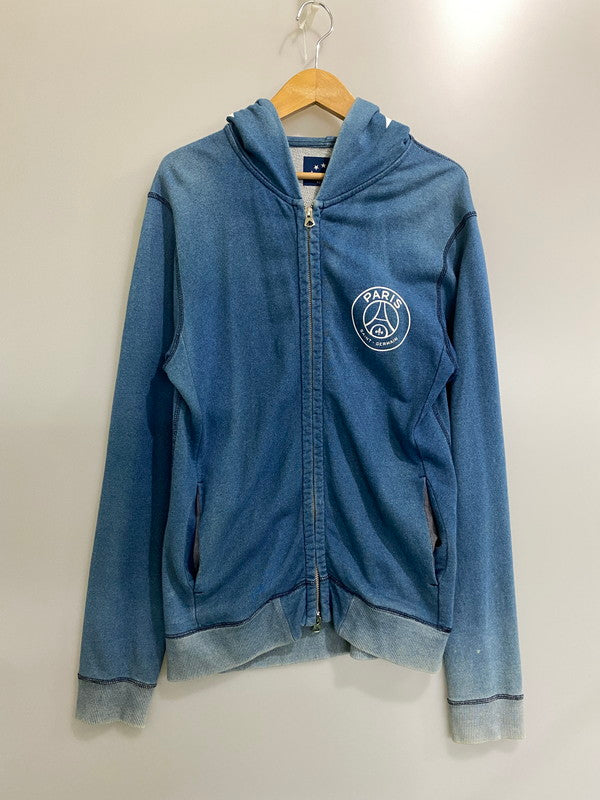 【中古品】【メンズ】 EDIFICE エディフィス × PARIS SAINT-GERMAIN パリ・サンジェルマン STAR ZIP PARKA スター ジップ パーカー メンズ アウター ジップアップ フィーディ 140-260904-em-09-min サイズ：46 カラー：ブルー 万代Net店