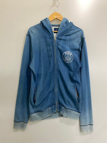 【中古品】【メンズ】 EDIFICE エディフィス × PARIS SAINT-GERMAIN パリ・サンジェルマン STAR ZIP PARKA スター ジップ パーカー メンズ アウター ジップアップ フィーディ 140-260904-em-09-min サイズ：46 カラー：ブルー 万代Net店