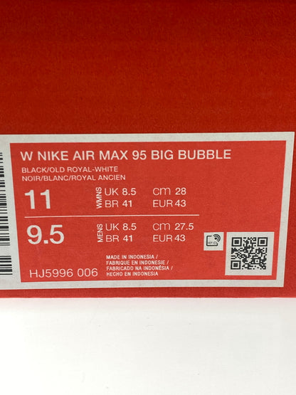 【中古美品】【メンズ】 NIKE ナイキ HJ5996-006 WOMEN'S AIR MAX 95 BIG BUBBLE ウイメンズ エアーマックス ビッグバブル スニーカー 靴 160-260902-jt-05-min サイズ：US 11 28.0cm カラー：BLACK/OLD ROYAL-WHITE 万代Net店