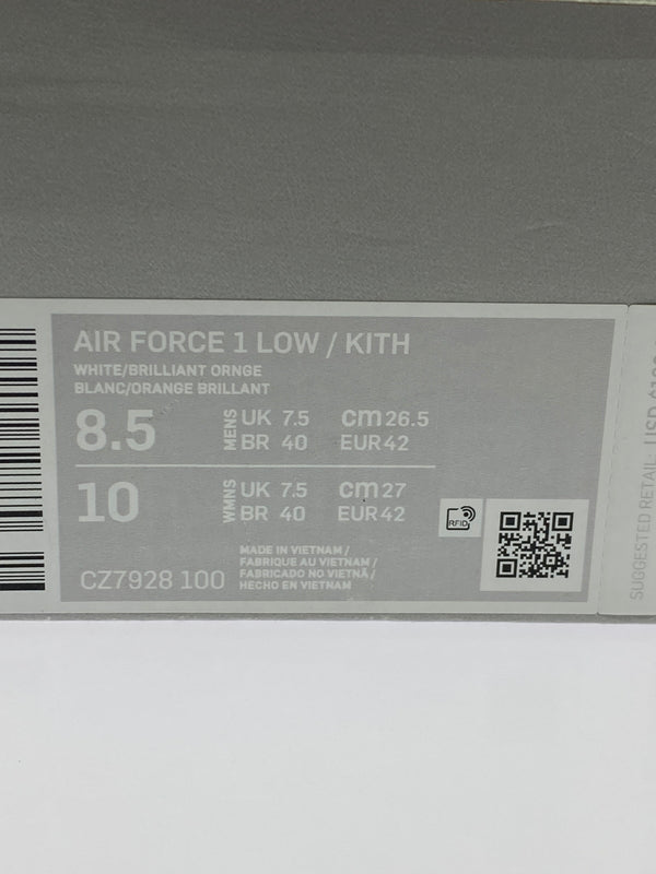 【中古品】【メンズ】 KITH キス × NIKE ナイキ CZ7928-100 AIR FORCE 1 LOW エアーフォース ロースニーカー 靴 160-260902-jt-06-min サイズ：US 8.5 26.5cm カラー：WHITE/WHITE BRILLIANT ORANGE 万代Net店