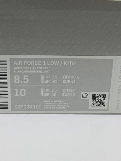 【中古品】【メンズ】 KITH キス × NIKE ナイキ CZ7928-100 AIR FORCE 1 LOW エアーフォース ロースニーカー 靴 160-260902-jt-06-min サイズ：US 8.5 26.5cm カラー：WHITE/WHITE BRILLIANT ORANGE 万代Net店