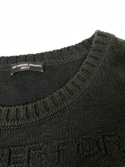 【中古品】【メンズ】 RAF SIMONS ARCHIVE REDUX ラフシモンズ アーカイブ リダックス KOLLAPS KNIT コラップス ニット セーター メンズ トップス 141-260901-em-29-min サイズ：1 カラー：ブラックグリーン 万代Net店