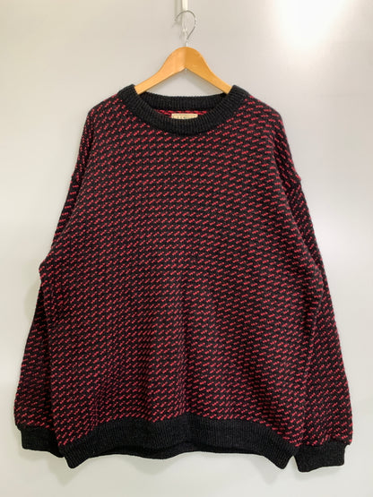 【中古品】【メンズ】 L.L.BEAN エルエルビーン 80S バーズアイ ニット 80年代 セーター ヴィンテージ 144-260903-hu-53-min サイズ：XXL カラー：ブラック/レッド 万代Net店