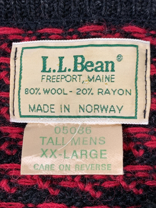 【中古品】【メンズ】 L.L.BEAN エルエルビーン 80S バーズアイ ニット 80年代 セーター ヴィンテージ 144-260903-hu-53-min サイズ：XXL カラー：ブラック/レッド 万代Net店