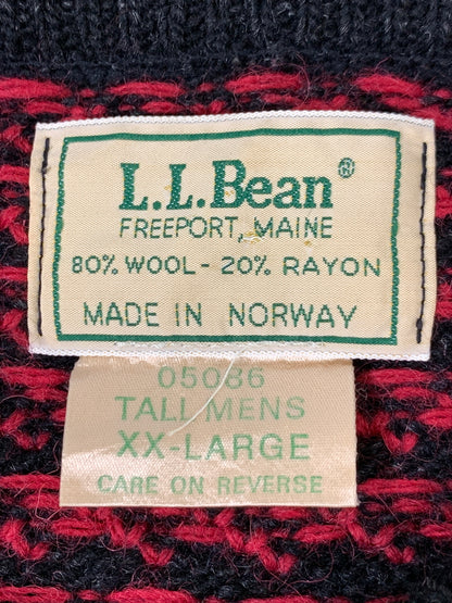 【中古品】【メンズ】 L.L.BEAN エルエルビーン 80S バーズアイ ニット 80年代 セーター ヴィンテージ 144-260903-hu-53-min サイズ：XXL カラー：ブラック/レッド 万代Net店