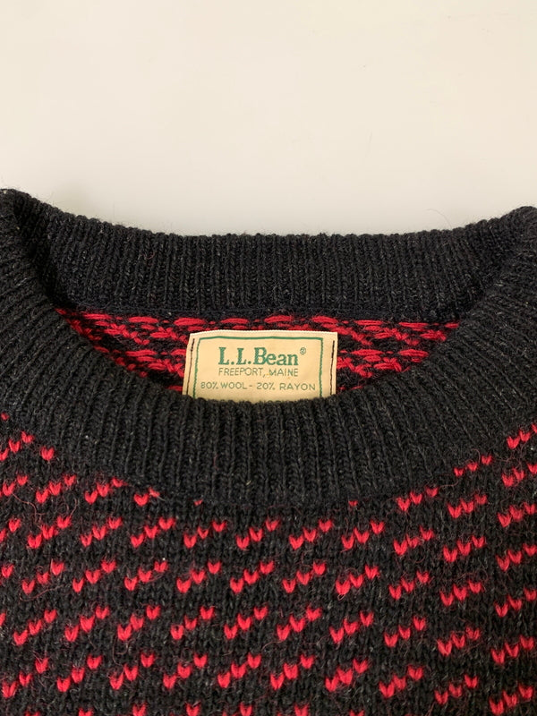 【中古品】【メンズ】 L.L.BEAN エルエルビーン 80S バーズアイ ニット 80年代 セーター ヴィンテージ 144-260903-hu-53-min サイズ：XXL カラー：ブラック/レッド 万代Net店