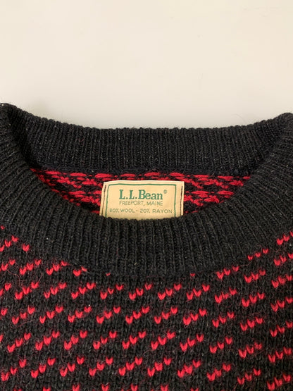 【中古品】【メンズ】 L.L.BEAN エルエルビーン 80S バーズアイ ニット 80年代 セーター ヴィンテージ 144-260903-hu-53-min サイズ：XXL カラー：ブラック/レッド 万代Net店