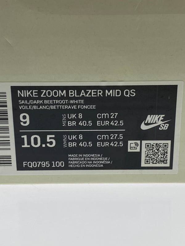 【中古品】【メンズ】 NIKE SB × WELCOME SKATEBOARDING ウェルカム スケートボーディング FQ0795-100 ZOOM BLAZER MID ズーム ブレーザー ミッド スニーカー 靴 160-260902-jt-02-min サイズ：US 9 27.0cm カラー：SAIL/DARK BEETROOT-WHITE 万代Net店