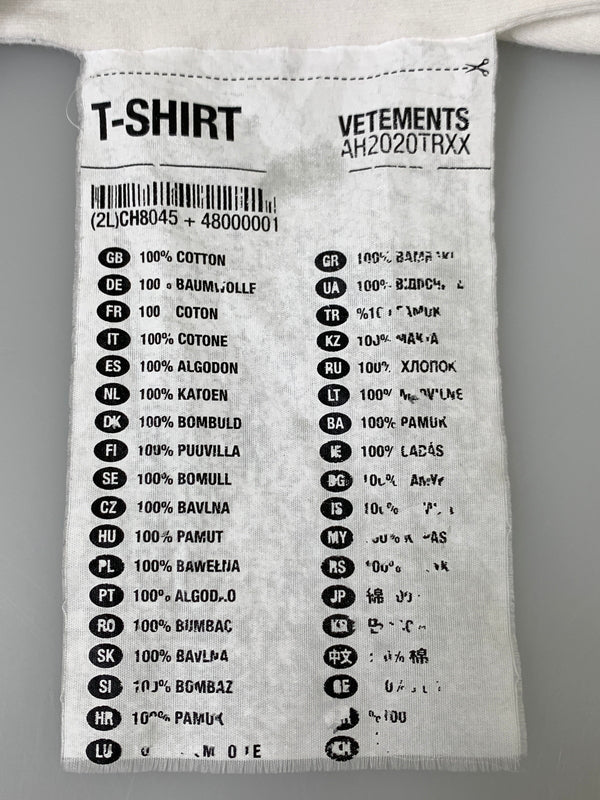 【中古品】【メンズ】 VETEMENTS ヴェトモン フロントロゴ オーバーサイズ Tシャツ UAH20TR611 半袖 Tシャツ ショートスリーブ 140-260903-hu-45-min サイズ：XS カラー：ホワイト 万代Net店