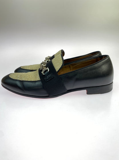 【中古品】【メンズ】 CHRISTIAN LOUBOUTIN クリスチャンルブタン PANAMAX FLAT CLF TRESSE CESTINO GG パナマックス フラット カーフレザー トレス セスティーノ シューズ 靴 164-260902-jt-33-min サイズ：40 カラー：ブラック 万代Net店