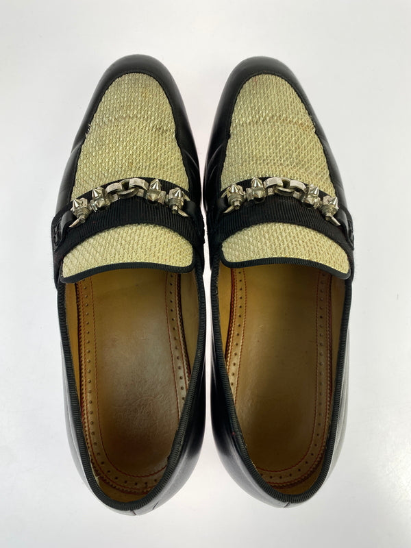 【中古品】【メンズ】 CHRISTIAN LOUBOUTIN クリスチャンルブタン PANAMAX FLAT CLF TRESSE CESTINO GG パナマックス フラット カーフレザー トレス セスティーノ シューズ 靴 164-260902-jt-33-min サイズ：40 カラー：ブラック 万代Net店