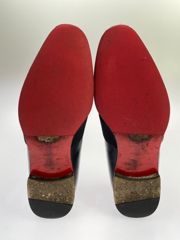 【中古品】【メンズ】 CHRISTIAN LOUBOUTIN クリスチャンルブタン PANAMAX FLAT CLF TRESSE CESTINO GG パナマックス フラット カーフレザー トレス セスティーノ シューズ 靴 164-260902-jt-33-min サイズ：40 カラー：ブラック 万代Net店