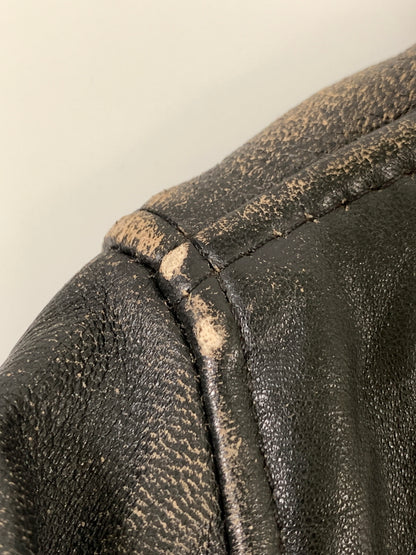 【現状渡し品】【メンズ】 USED ユーズド LEATHER DOUBLE RIDERS JACKET レザー ダブル ライダース ジャケット アウター 革ジャン 146-260903-hu-36-min サイズ：36 カラー：ブラック 万代Net店