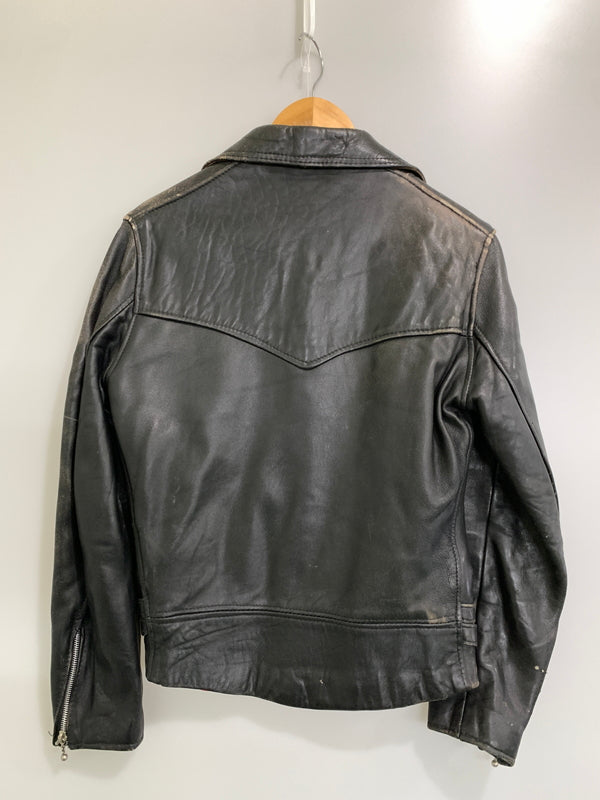【現状渡し品】【メンズ】 USED ユーズド LEATHER DOUBLE RIDERS JACKET レザー ダブル ライダース ジャケット アウター 革ジャン 146-260903-hu-36-min サイズ：36 カラー：ブラック 万代Net店