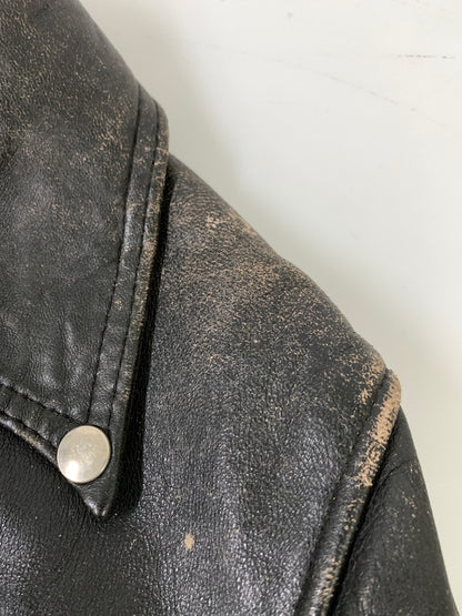【現状渡し品】【メンズ】 USED ユーズド LEATHER DOUBLE RIDERS JACKET レザー ダブル ライダース ジャケット アウター 革ジャン 146-260903-hu-36-min サイズ：36 カラー：ブラック 万代Net店
