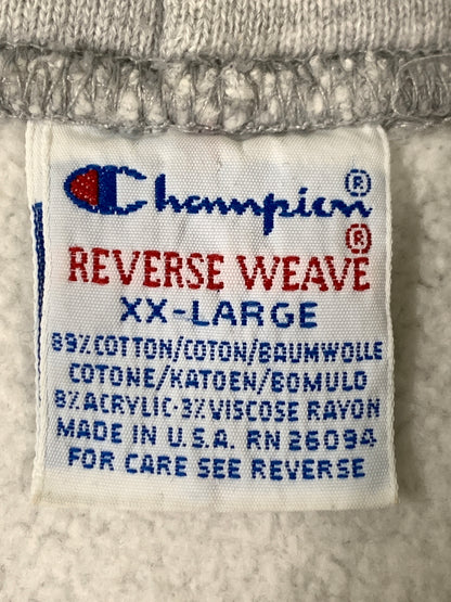 【中古品】【メンズ】 CHAMPION チャンピオン 90S 三段プリント REVERSE WEAVE HOODIE 90年代 リバースウィーブ フーディ パーカー ヴィンテージ 146-260903-hu-37-min サイズ：XXL カラー：ライトグレー 万代Net店