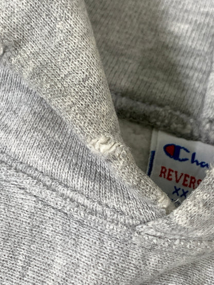 【中古品】【メンズ】 CHAMPION チャンピオン 90S 三段プリント REVERSE WEAVE HOODIE 90年代 リバースウィーブ フーディ パーカー ヴィンテージ 146-260903-hu-37-min サイズ：XXL カラー：ライトグレー 万代Net店