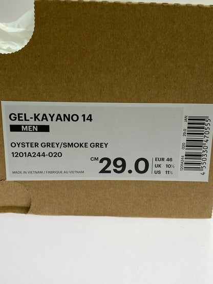 【中古美品】【メンズ】 ASICS アシックス GEL KAYANO 14 1201A244 ゲル カヤノ 14 スニーカー 靴 162-260907-yn-04-min サイズ：29.0cm カラー：OYSTER GREY/SMOKE GREY 万代Net店