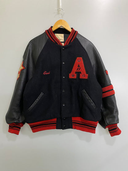 【中古品】【メンズ】 HOUSTON ヒューストン STADIUM JACKET スタジアム ジャケット アワードジャケット スタジャン メンズ アウター 145-260904-em-01-min サイズ：L カラー：ブラック 万代Net店