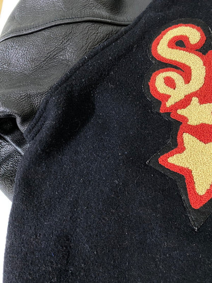 【中古品】【メンズ】 HOUSTON ヒューストン STADIUM JACKET スタジアム ジャケット アワードジャケット スタジャン メンズ アウター 145-260904-em-01-min サイズ：L カラー：ブラック 万代Net店