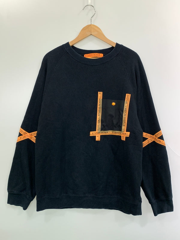 【中古品】【メンズ】 STUDIO SEVEN スタジオ セブン SWEATSHIRT スウェットシャツ トレーナー メンズ トップス 長袖 142-260904-em-64-min サイズ：L カラー：ブラック 万代Net店