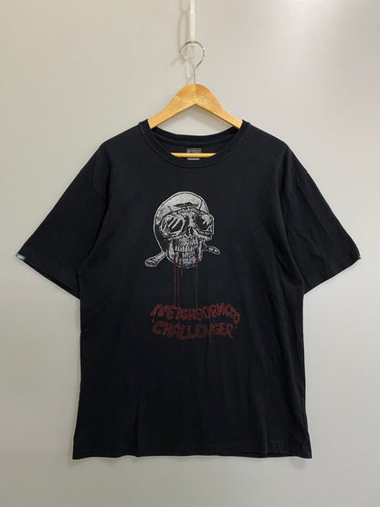【中古品】【メンズ】 NEIGHBORHOOD ネイバーフッド × CHALLENGER チャレンジャー SCULL S/S TEE スカル ショートスリーブ メンズ 半袖 Tシャツ トップス 142-260904-em-13-min サイズ：L カラー：ブラック 万代Net店