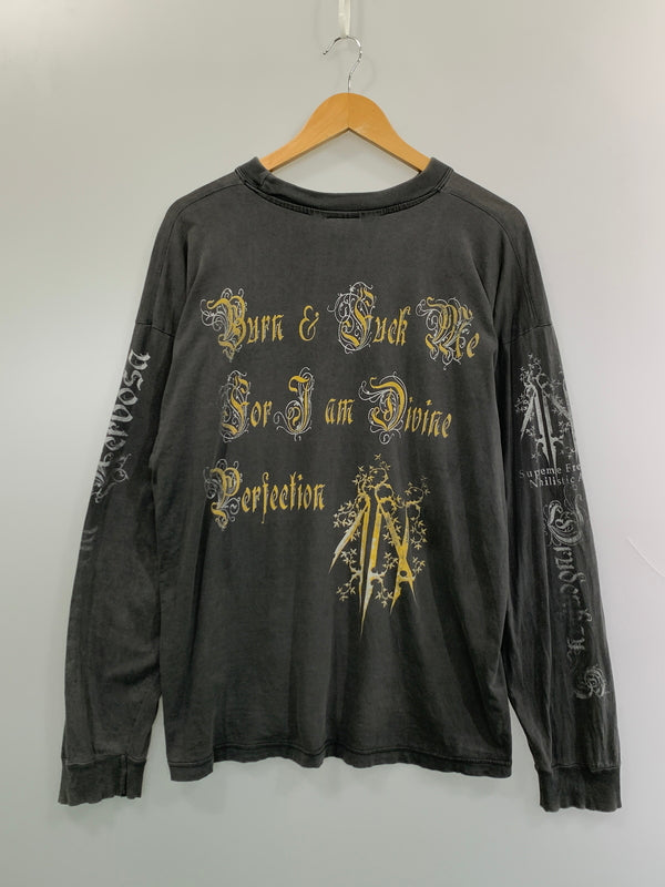 【現状渡し品】【メンズ】 ANOREXIA NERVOSA DRUDENHAUS アノレクシア ネルヴォサ ドルーデンハウス PRINT LS TEE プリント 長袖Tシャツ ロングスリーブ メタルバンド 146-260904-em-57-min サイズ：XL カラー：グレー 万代Net店