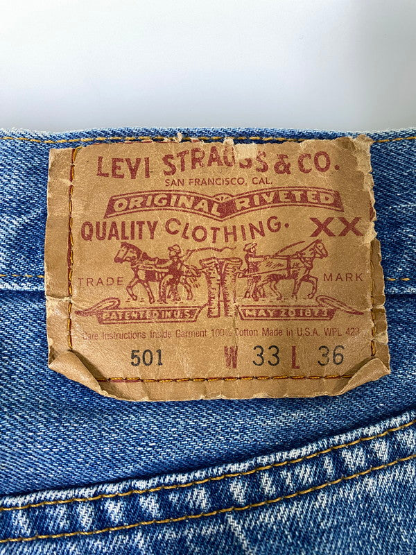 【中古品】【メンズ】 LEVI'S リーバイス 90'S 110周年BIG E復刻 501 DENIM PANTS バレンシア工場 デニムパンツ ボトムス 157-260909-jt-23-min サイズ：W33 L36 カラー：インディゴ 万代Net店