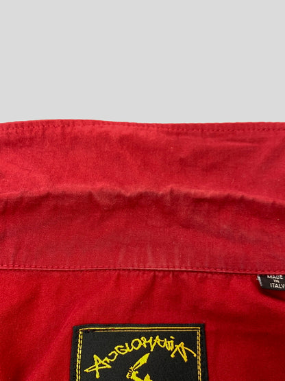 【中古品】【メンズ】 VIVIENNE WESTWOOD ANGLOMANIA ヴィヴィアンウエストウッド アングロマニア TRUCKER SHIRT トラッカー シャツ トップス 141-260909-jt-08-min サイズ：46 カラー：レッド 万代Net店