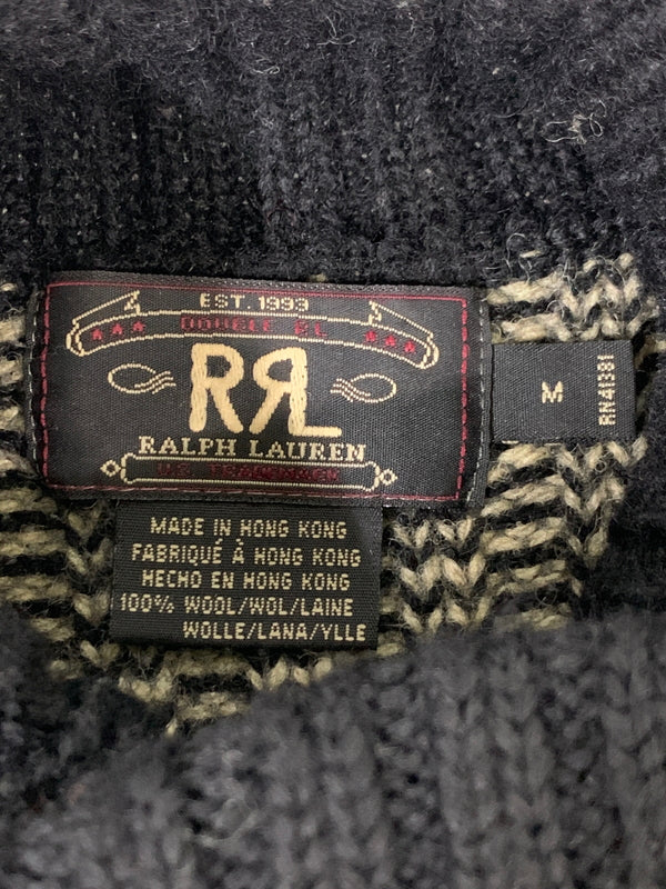 【中古品】【メンズ】 RRL ダブルアールエル 90'S三つ星 タートルネックセーター メンズ トップス セーター 145-260908-KS-05-min サイズ：M カラー：ブラック/オートミール 万代Net店