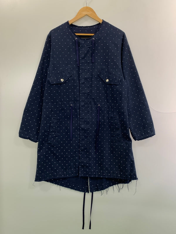 【中古品】【メンズ】 UNDERCOVER アンダーカバー ノーカラージャケット PAPERDOLL期 水玉 ドット模様 襟無し メンズ アウター 140-260904-em-56-min サイズ：M カラー：ネイビー（ドット） 万代Net店