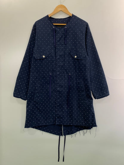 【中古品】【メンズ】 UNDERCOVER アンダーカバー ノーカラージャケット PAPERDOLL期 水玉 ドット模様 襟無し メンズ アウター 140-260904-em-56-min サイズ：M カラー：ネイビー（ドット） 万代Net店