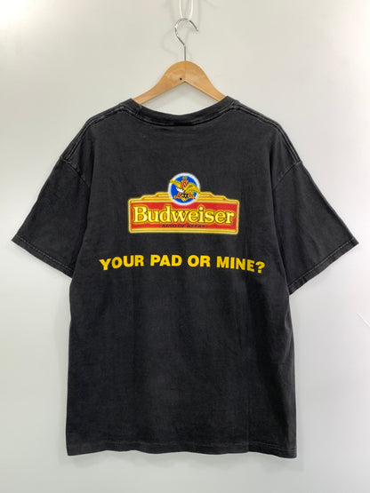 【中古品】【メンズ】 BUDWEISER バドワイザー 90S FLOG SSTEE 90年代 プリント Tシャツ メンズ トップス ショートスリーブ 半袖 ヴィンテージ 146-260904-em-54-min サイズ：L カラー：ブラック 万代Net店