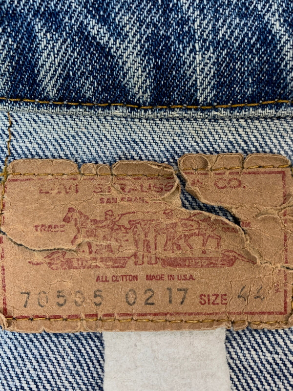 【中古品】【メンズ】 LEVI'S リーバイス 刻印52 サークルRタブ ケアタグ 米国製デニムジャケット 70505-0217 メンズ トップス Gジャン 146-260904-em-49-min サイズ：44 カラー：インディゴ 万代Net店