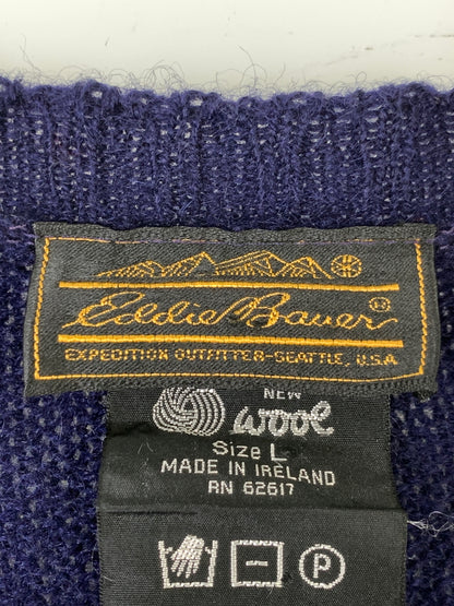 【現状渡し品】【メンズ】 EDDIE BAUER エディー バウアー WOOL LS KNIT ウール エルエス ニット 長袖 144-260908-KS-15-min サイズ：L カラー：グリーン/パープル 万代Net店