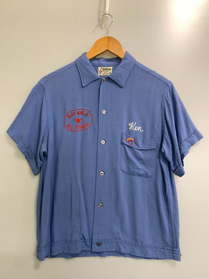 【中古品】【メンズ】 HILTON ヒルトン 60S USA製 BOWLING SHIRT 1960年代 ボウリングシャツ メンズ トップス 半袖シャツ 146-260908-KS-09-min サイズ：M カラー：ブルー 万代Net店