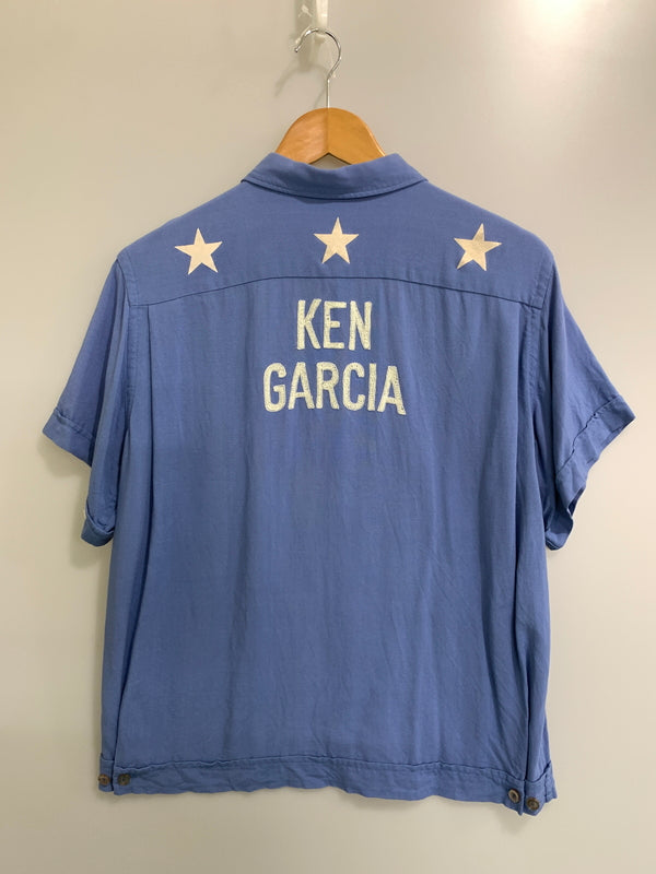 【中古品】【メンズ】 HILTON ヒルトン 60S USA製 BOWLING SHIRT 1960年代 ボウリングシャツ メンズ トップス 半袖シャツ 146-260908-KS-09-min サイズ：M カラー：ブルー 万代Net店