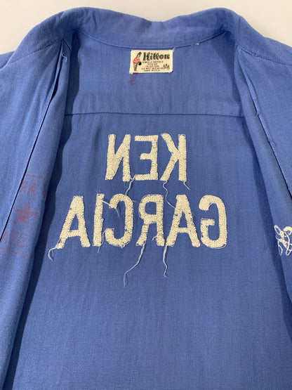 【中古品】【メンズ】 HILTON ヒルトン 60S USA製 BOWLING SHIRT 1960年代 ボウリングシャツ メンズ トップス 半袖シャツ 146-260908-KS-09-min サイズ：M カラー：ブルー 万代Net店