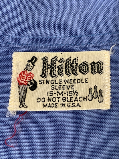 【中古品】【メンズ】 HILTON ヒルトン 60S USA製 BOWLING SHIRT 1960年代 ボウリングシャツ メンズ トップス 半袖シャツ 146-260908-KS-09-min サイズ：M カラー：ブルー 万代Net店