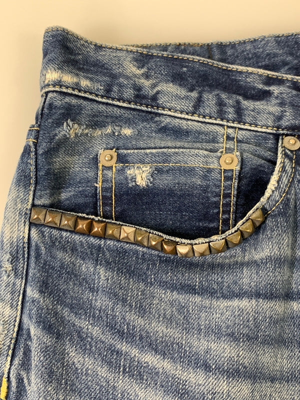 【中古品】【メンズ】 HYSTERIC GLAMOUR ヒステリックグラマー PATCH WORK DENIM PANTS パッチワーク デニムパンツ ボトムス 151-260909-yn-03-min サイズ：34 カラー：インディゴ 万代Net店
