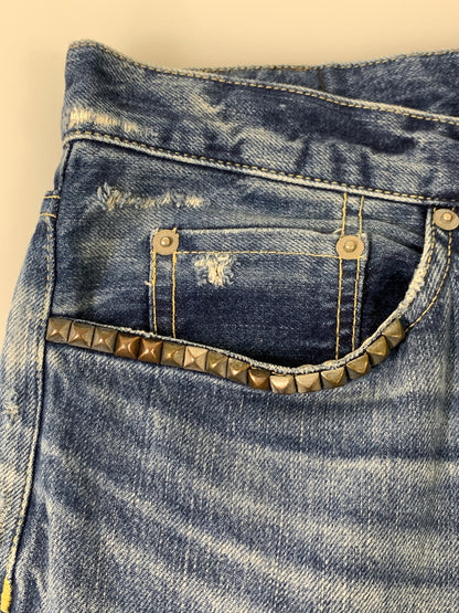 【中古品】【メンズ】 HYSTERIC GLAMOUR ヒステリックグラマー PATCH WORK DENIM PANTS パッチワーク デニムパンツ ボトムス 151-260909-yn-03-min サイズ：34 カラー：インディゴ 万代Net店