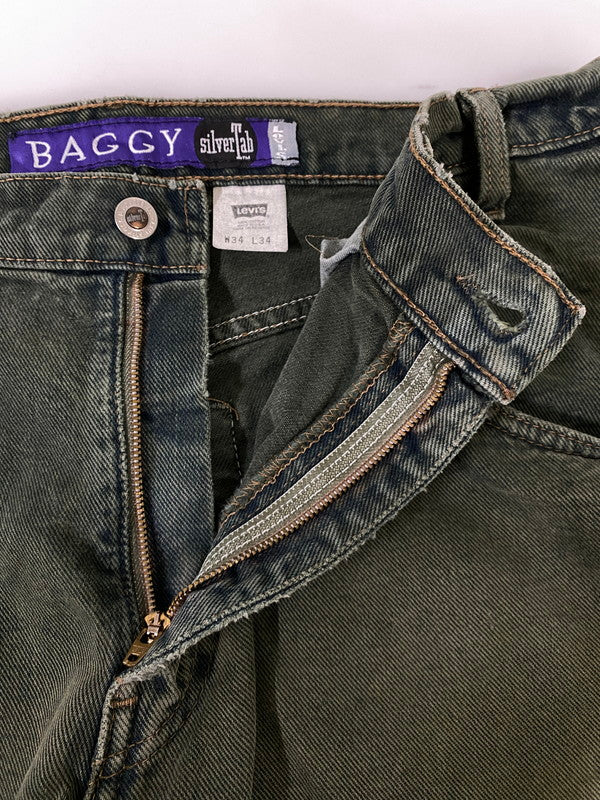 【中古品】【メンズ】 LEVI'S リーバイス 90S USA製 SILVER TAB BAGGY DENIM 90年代 アメリカ製 シルバータブ バギー デニム デニムパンツ ボトムス 157-260909-jt-19-min サイズ：W34 L34 カラー：グリーン 万代Net店