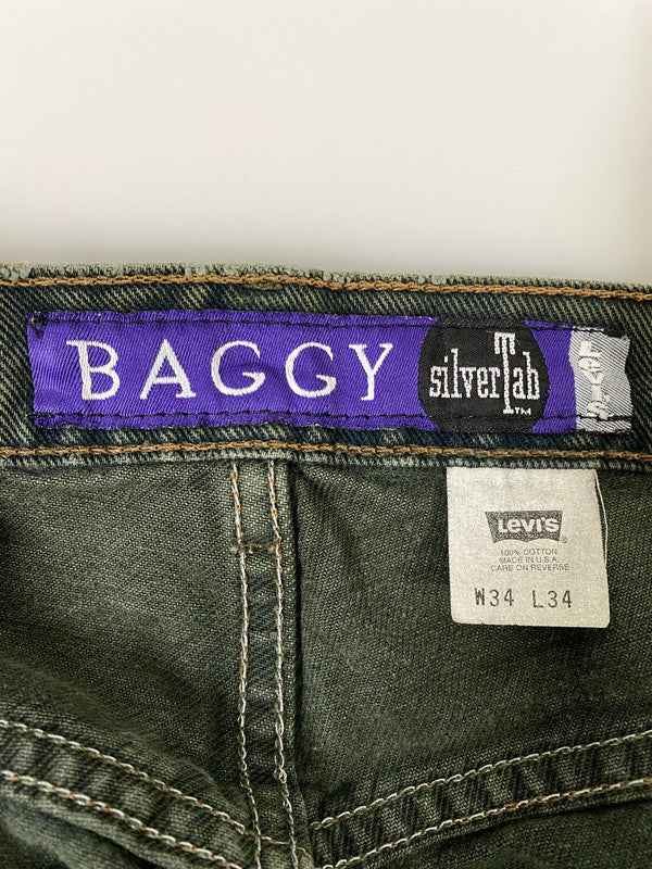 【中古品】【メンズ】 LEVI'S リーバイス 90S USA製 SILVER TAB BAGGY DENIM 90年代 アメリカ製 シルバータブ バギー デニム デニムパンツ ボトムス 157-260909-jt-19-min サイズ：W34 L34 カラー：グリーン 万代Net店